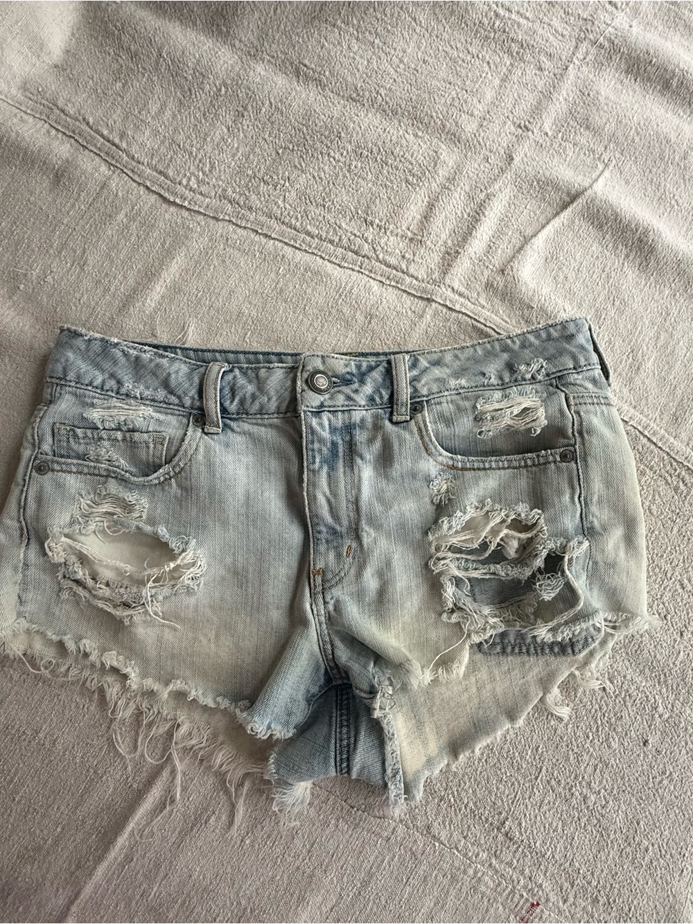 American Eagle Outfitters Light Blue Distressed Denim Cutoff Shorts